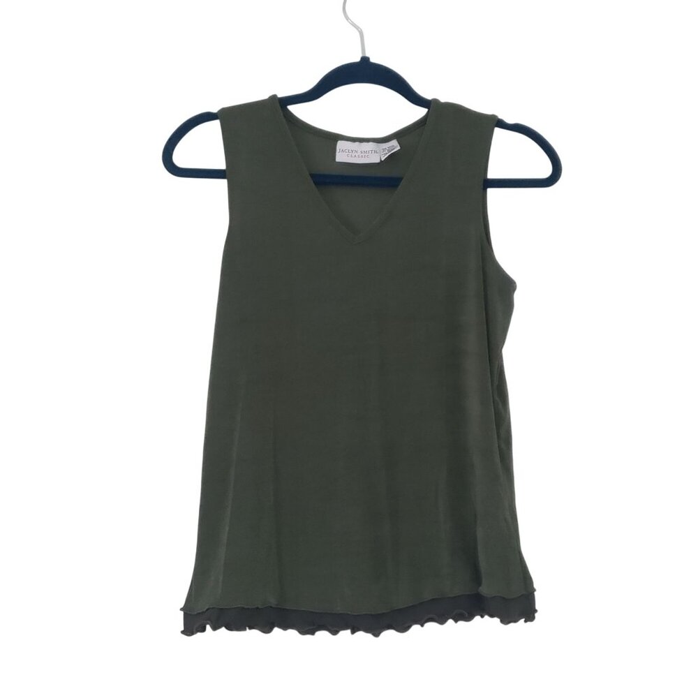Vintage Jaclyn Smith Womens Classic Olive Green Sleeveless Top Size M Fairycore‎